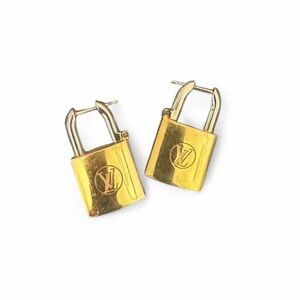 Louis Vuitton Gold & Silver Padlock Lock Earrings